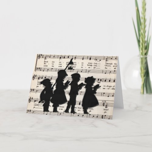 Children Carolers With Christmas Music Holiday Card