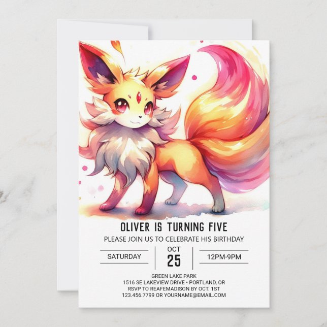 Children Chic Fox Birthday Invitation (Front)