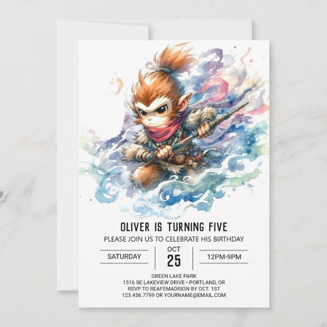 Children Chic Monkey Birthday Invitation (Front)