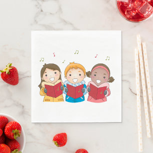 Children Christmas Carolers Winter Holiday Choir Napkins