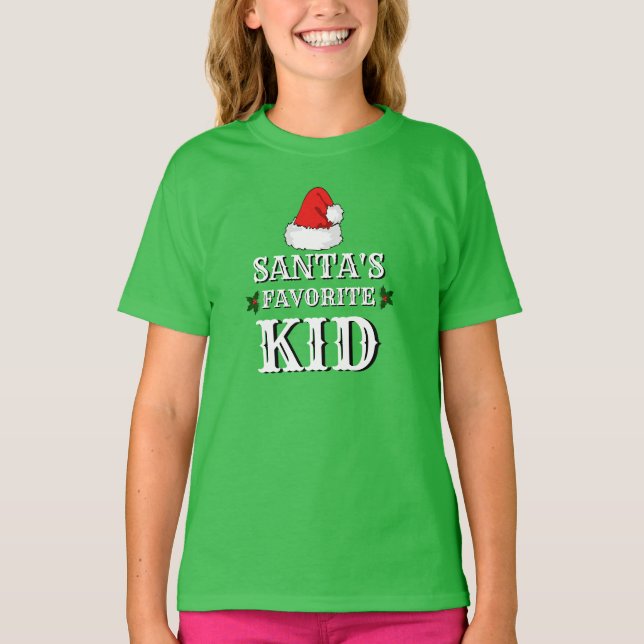 Children Christmas Novel Gift SANTA'S FAVORITE KID T-Shirt (Front)