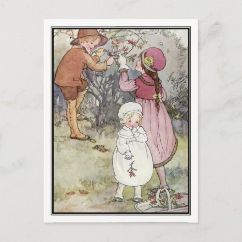 Children Collecting Berries by Anne Anderson Postcard