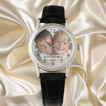 Children custom photo names year mom watch<br><div class="desc">Add Your own favorite photo.  Black numbers. A white photo overlay. Personalize and add their names and year,  black letters.
Perfect for your mother,  mom</div>