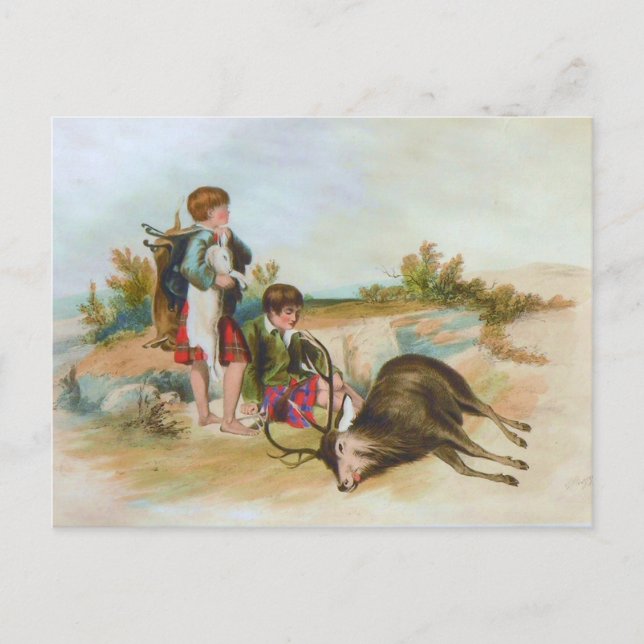 Children Deer Hunting in the Scottish Highlands Postcard (Front)