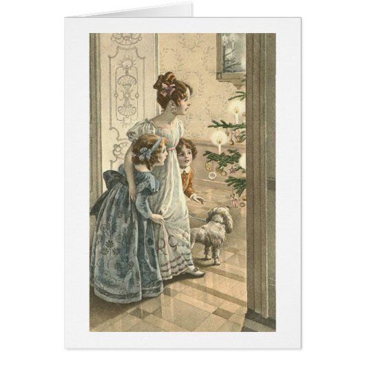 Children, Dog Looking At Tree Cards (Front)