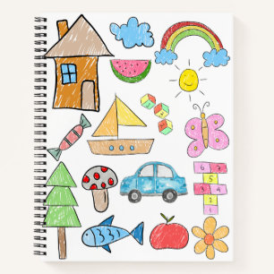 Children Draw Doodle Design For School  Notebook
