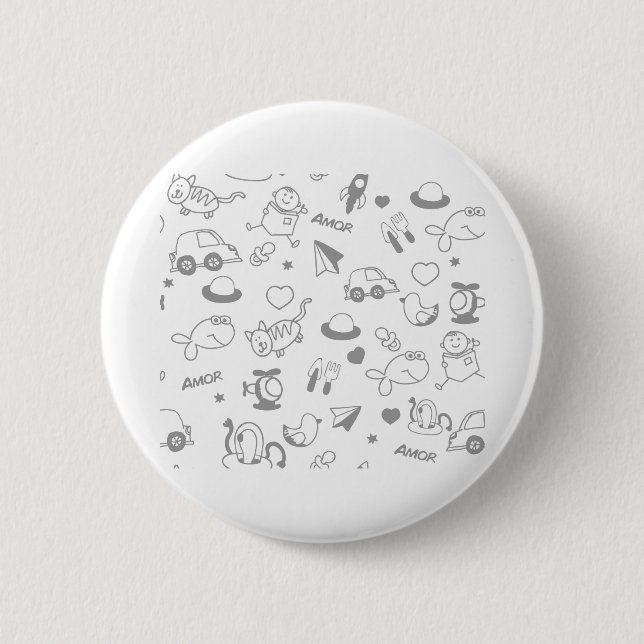 Children Drawings Baby Fish Cat Pattern Car Book Button (Front)