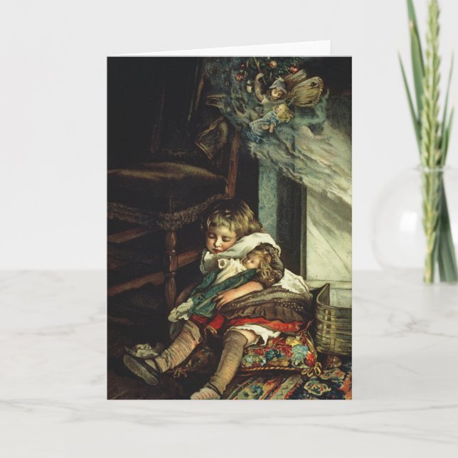 Children dreaming of toys holiday card (Front)