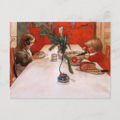 Children Eating Supper Postcard