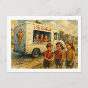Children Enjoying Ice Cream Truck, Postcard