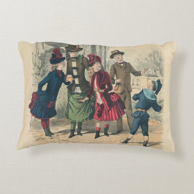 Children Family Antique Victorian Chilld Accent Pillow (Back)