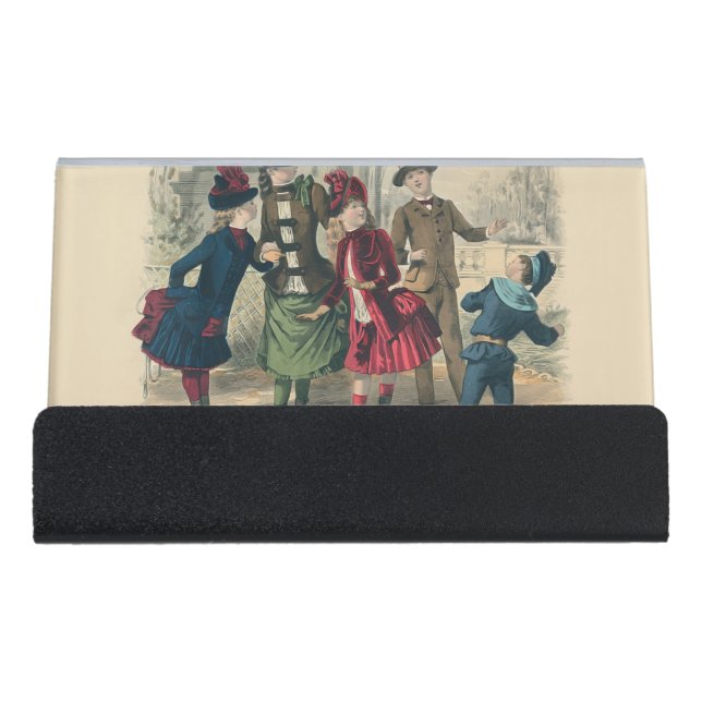 Children Family Antique Victorian Chilld Desk Business Card Holder (Front)