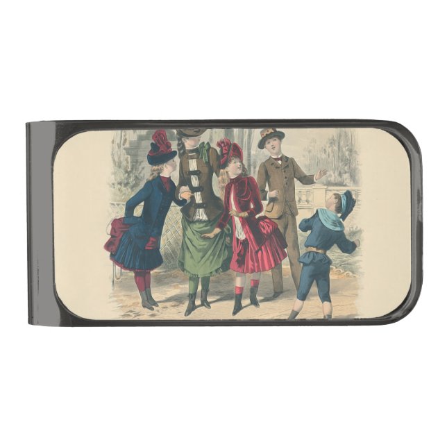Children Family Antique Victorian Chilld Gunmetal Finish Money Clip (Front)
