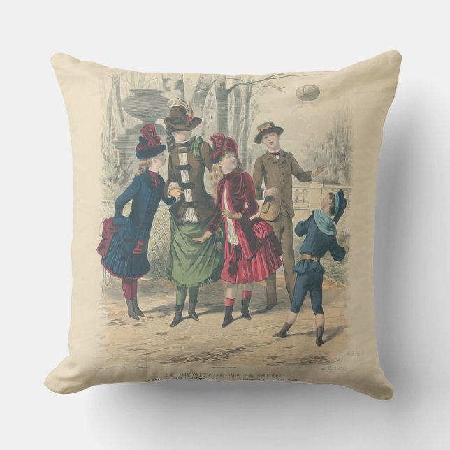 Children Family Antique Victorian Chilld Outdoor Pillow (Front)