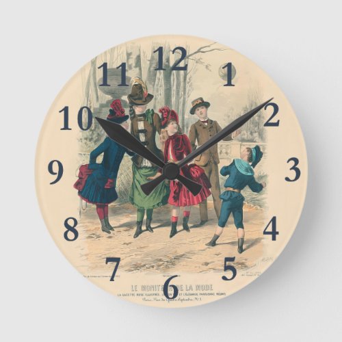 Children Family Antique Victorian Chilld Round Clock