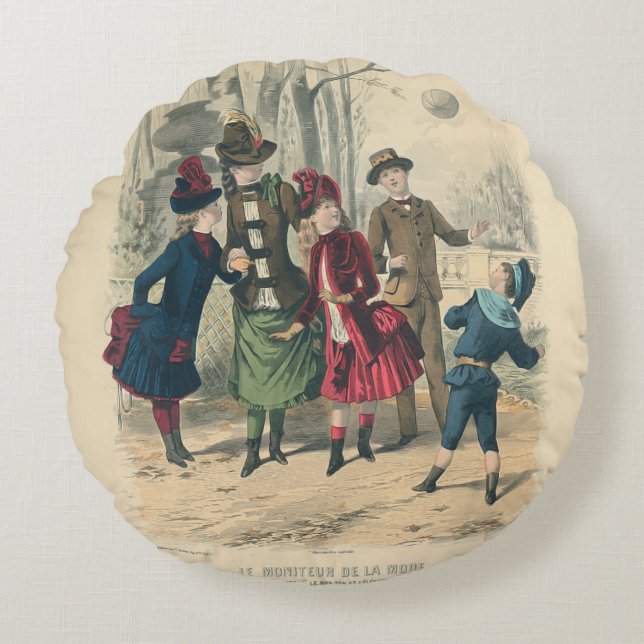 Children Family Antique Victorian Chilld Round Pillow (Front)