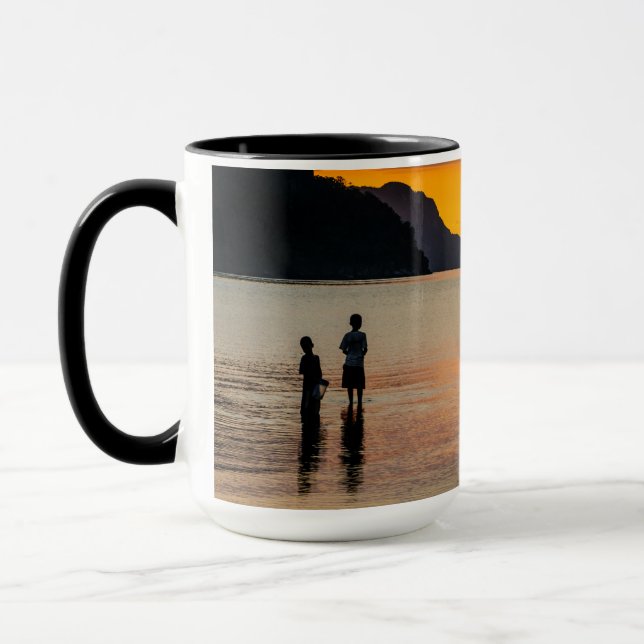 Children Fishing At Sunset Mug (Left)
