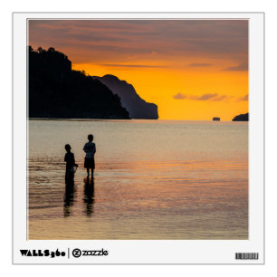 Children Fishing At Sunset Wall Decal