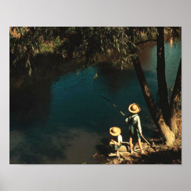 Children Fishing on the Bayou Vintage Poster (Front)