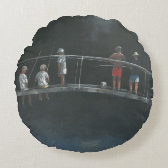 Children fishing round pillow (Front)