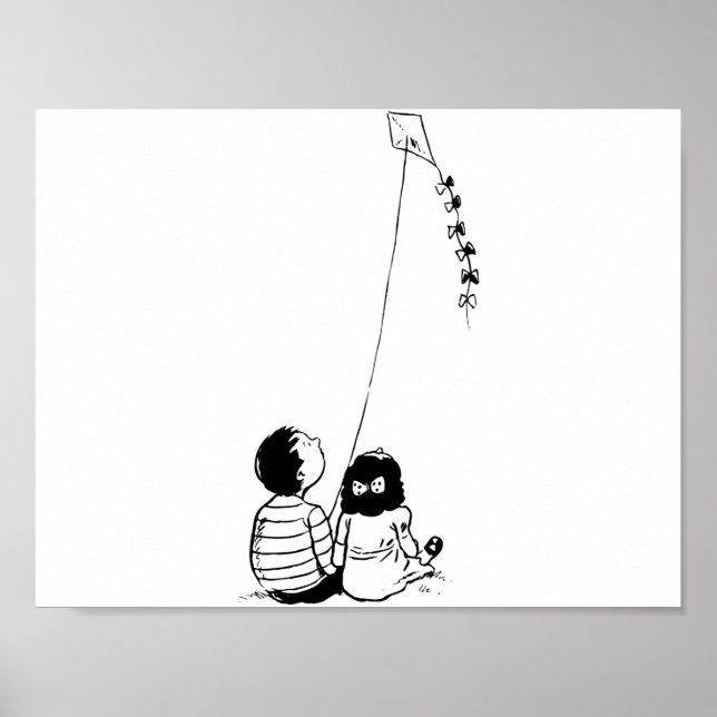 Children Flying A Kite Poster (Front)
