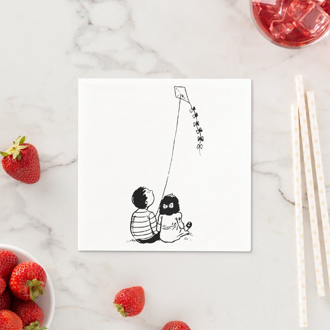 Children Flying Kite Silhouette Napkins (Creator Uploaded)