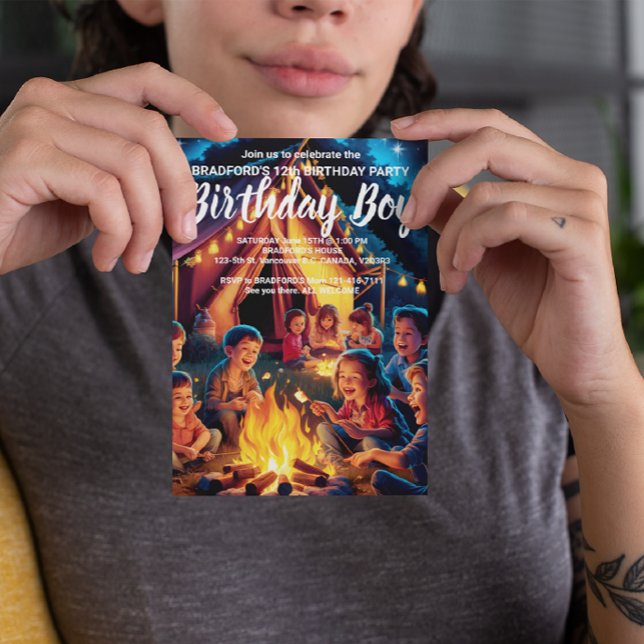Children Gathered Around Campfire Birthday Invite (Creator Uploaded)