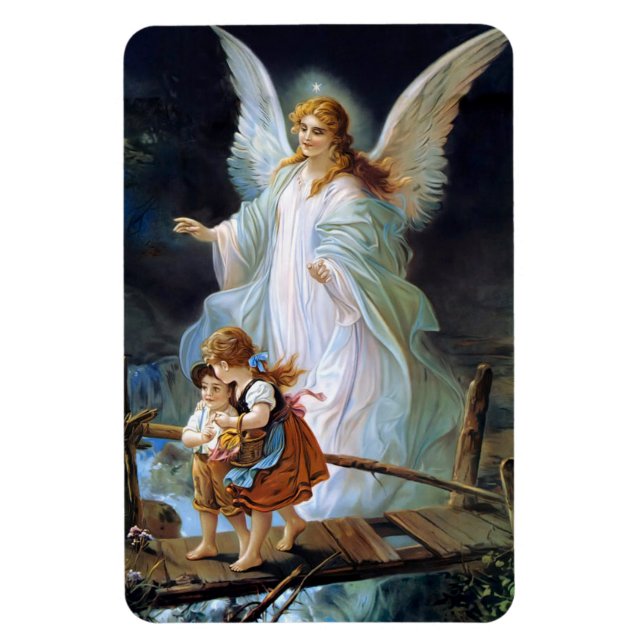 Children Guardian Angel with White Wings Magnet (Vertical)
