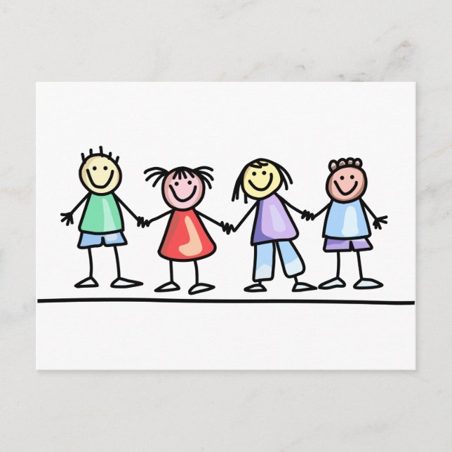 Children Hand in Hand Postcard (Front)
