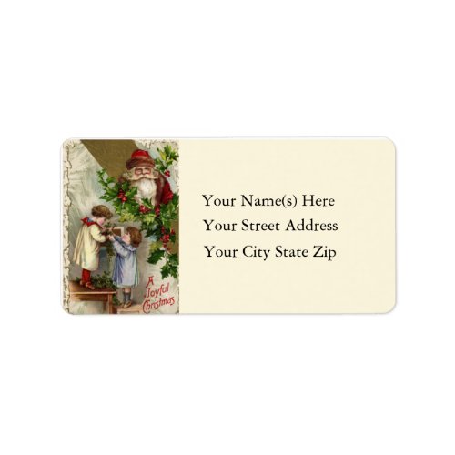 Children Hanging Holly Vintage Address Label