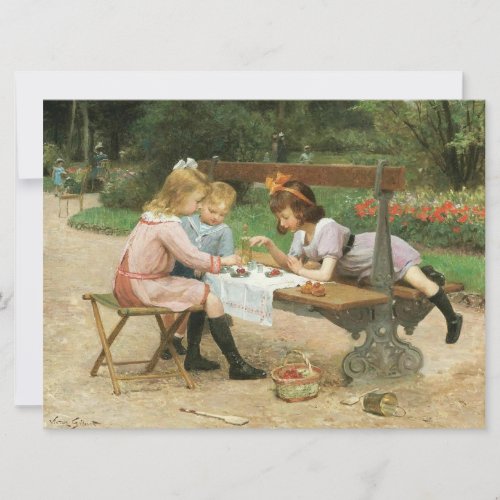 Children Having Afternoon Tea in the Park Card