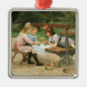 Children Having Afternoon Tea in the Park Metal Ornament