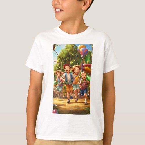 Children Having Fun in an Amusement Park  T_Shirt