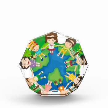 Children Holding Hands Around The Earth Award by GraphicsRF at Zazzle