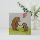 Children illustration hedgehogs holding a balloon (Standing Front)