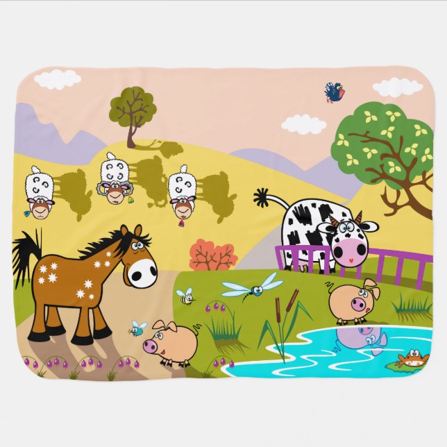 children illustration receiving blanket (Horizontal)