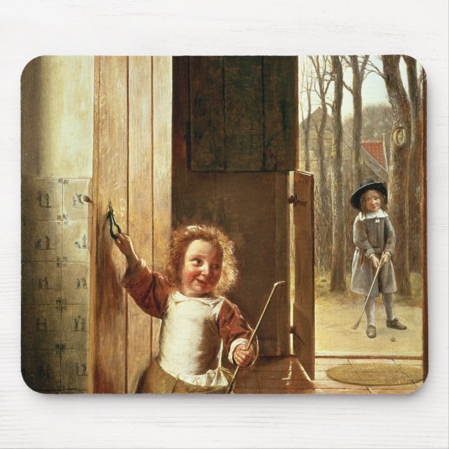 Children in a Doorway with 'Colf' Sticks Mouse Pad (Front)