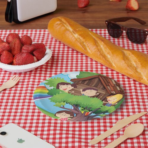 Children In A Treehouse Paper Plates