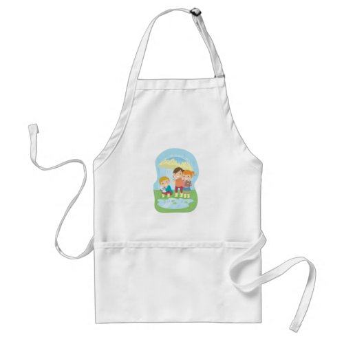 Children In The Rain Adult Apron