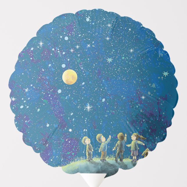 Children Looking At Night Sky  Balloon (Front)
