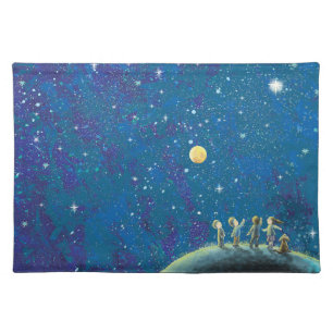 Children Looking At Night Sky Cloth Placemat