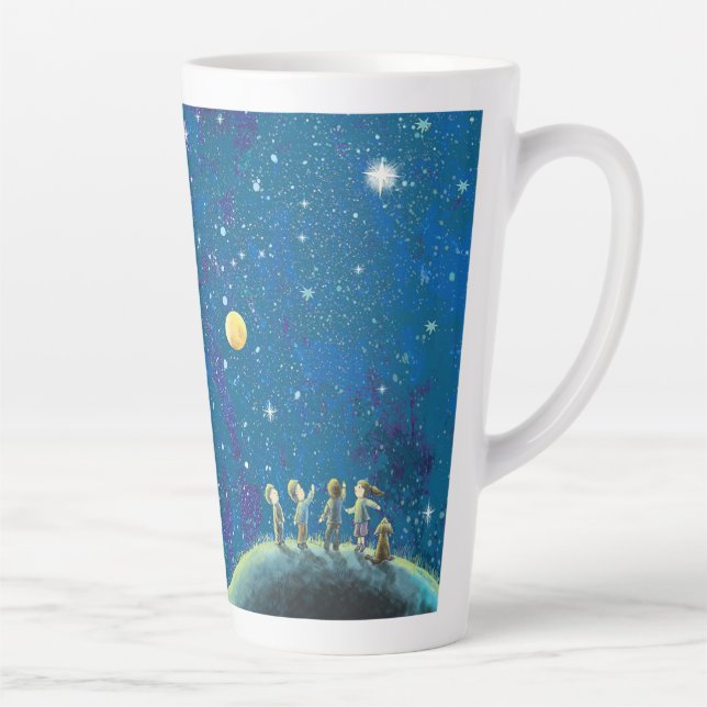 Children Looking At Night Sky Latte Mug (Right)