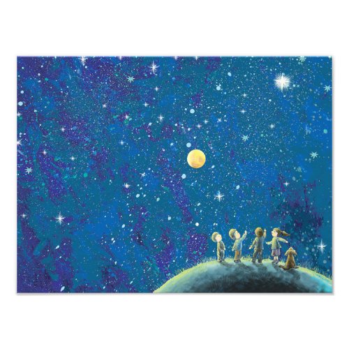 Children Looking At Night Sky Photo Print