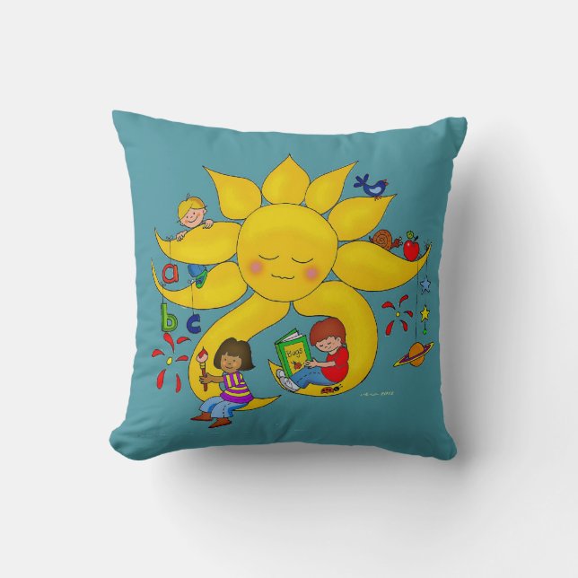 Children Matter, Teachers Care Throw Pillow (Front)