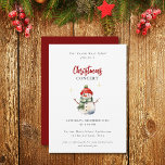 Children Music Concert Christmas Cute Snowman Invitation<br><div class="desc">This simple Christmas music concert invitation features a watercolor snowman and elegant script typography. Perfect for children school concerts,  piano end of term recitals,  and other festive holiday performances. Customize it with your own details and utilize the editing tool to make further adjustments,  such as font size and placement.</div>