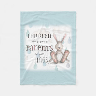 Children Obey Your Parents-Col 3:20 Blue Fleece Blanket