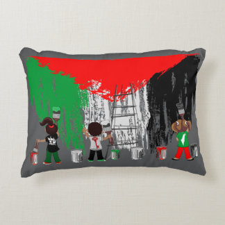Children of Gaza Painting Palestine Flag Accent Pillow