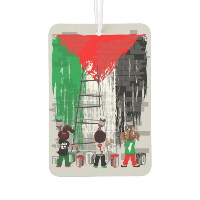 Children of Gaza Painting Palestine Flag  Air Freshener (Back)