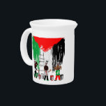 Children of Gaza Painting Palestine Flag  Beverage Pitcher<br><div class="desc">Palestinian Children,  with Brushes and Paint Pots,  painting a large palestinian Flag on the Wall. Original Vector Illustration Copyright BluedarkArt TheChameleonArt.</div>