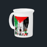 Children of Gaza Painting Palestine Flag  Beverage Pitcher<br><div class="desc">Palestinian Children,  with Brushes and Paint Pots,  painting a large palestinian Flag on the Wall. Original Vector Illustration Copyright BluedarkArt TheChameleonArt.</div>